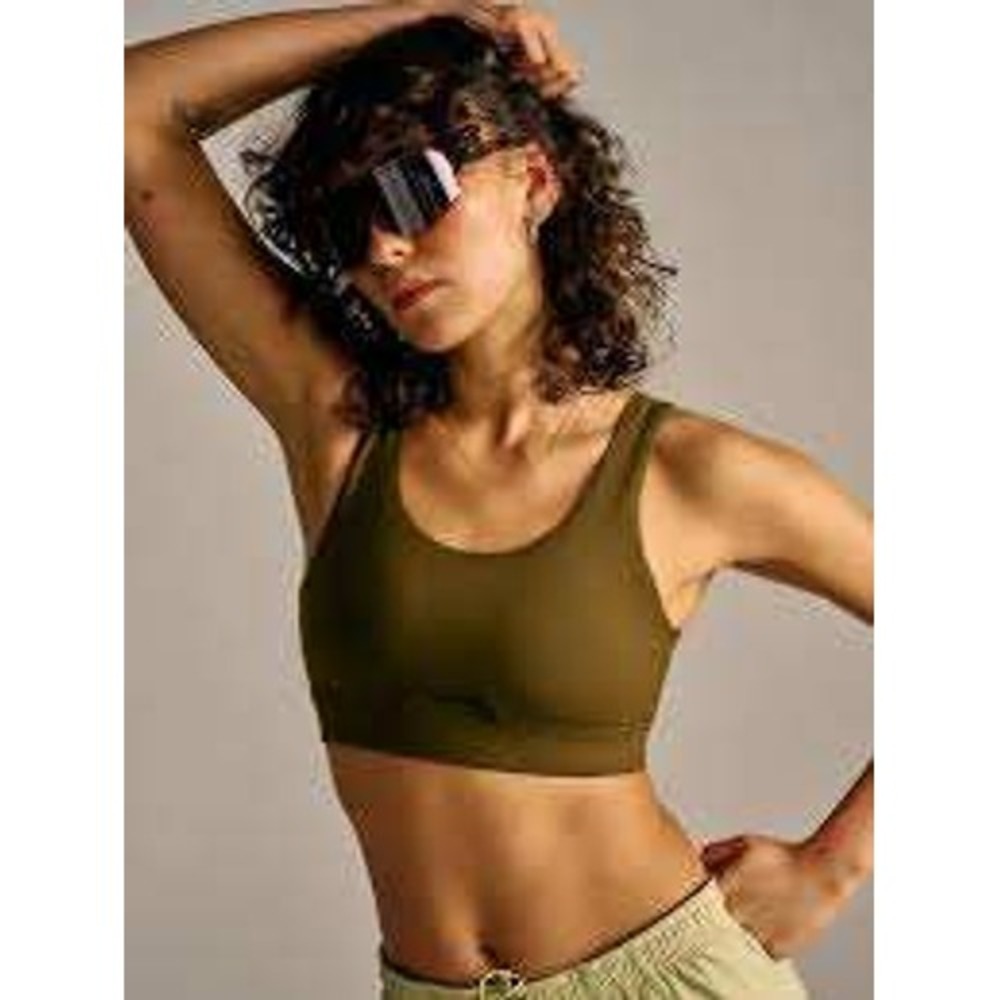 Outdoor Voices Women Olive‎ Green High Neck Racerback Sports Bra Size Small